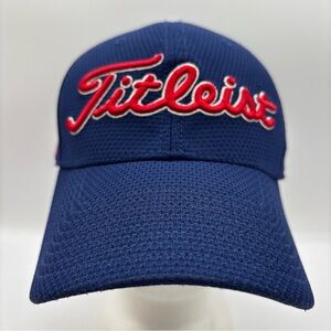 Titleist FJ Footjoy Pro V1 Golf Mesh Blue/Red Size Medium/Large A-FlexFitted Hat